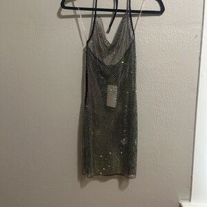 Hot & Delicious Black Mesh Rhinestone Swim Coverup